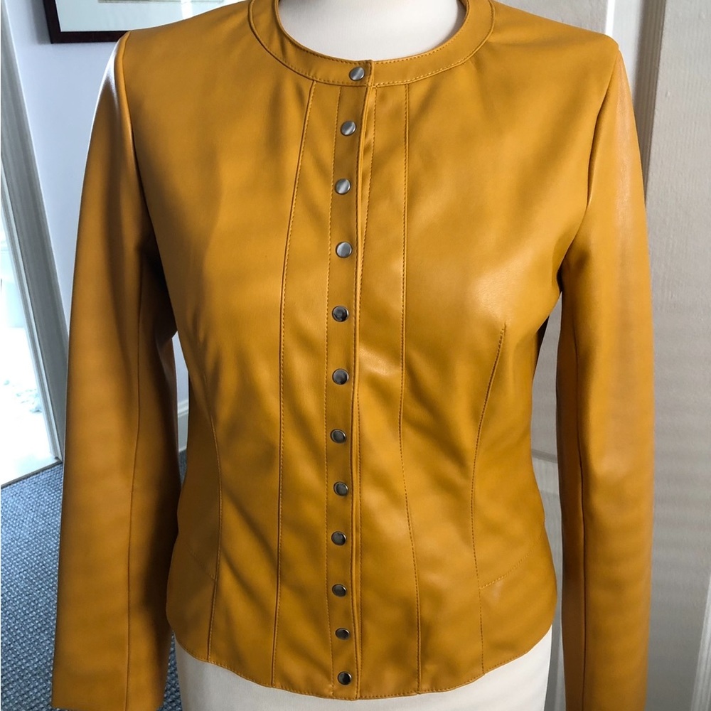 Zara mustard color leather jacket size medium
